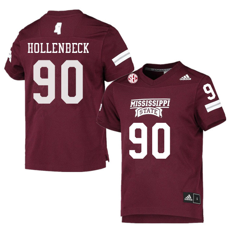 Men #90 Hudson Hollenbeck Mississippi State Bulldogs College Football Jerseys Sale-Maroon
